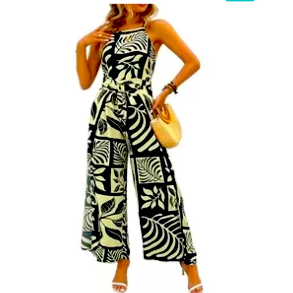 Women's Printed Tie Backless Jumpsuits
Sleeveless Split, Tie Waist Wide-Leg
NWOT